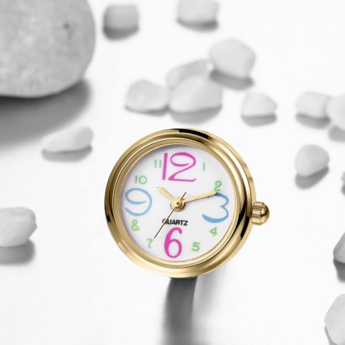 Women's Ring Watch, One Size Fits All, Waterproof, Analog Numeral Design, Cute, Simple, Gold, Fashion Accessory