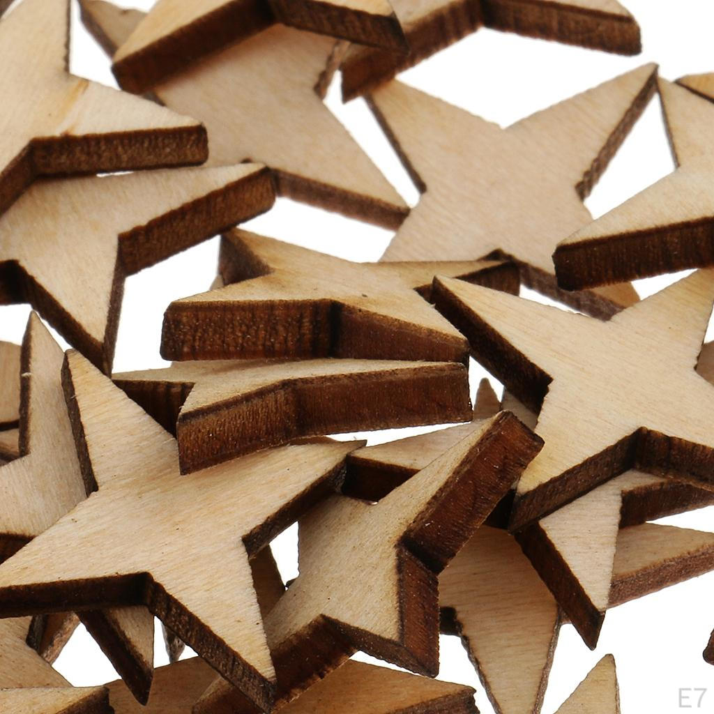 4 Point Star Shapes Wood Cutout Circles Chips Sign Plaque For Making Signs, Gift Tags, Wedding