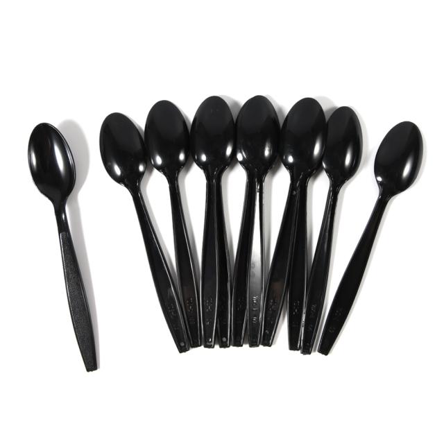 20pcs Per Pack Black PP Plastic Utensils Knife Spoon Fork  Disposable Cutlery Birthday BBQ Party Supplies