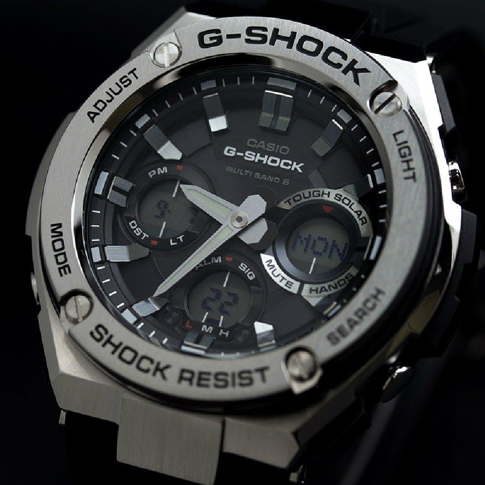 CASIO Solar International Model Model as Japanese Model G-SHOCK G-SHOCK Radio-Controlled Watch, G-STEEL, Analog-Digital, GST-W110-1A / GST-W110-1AER,