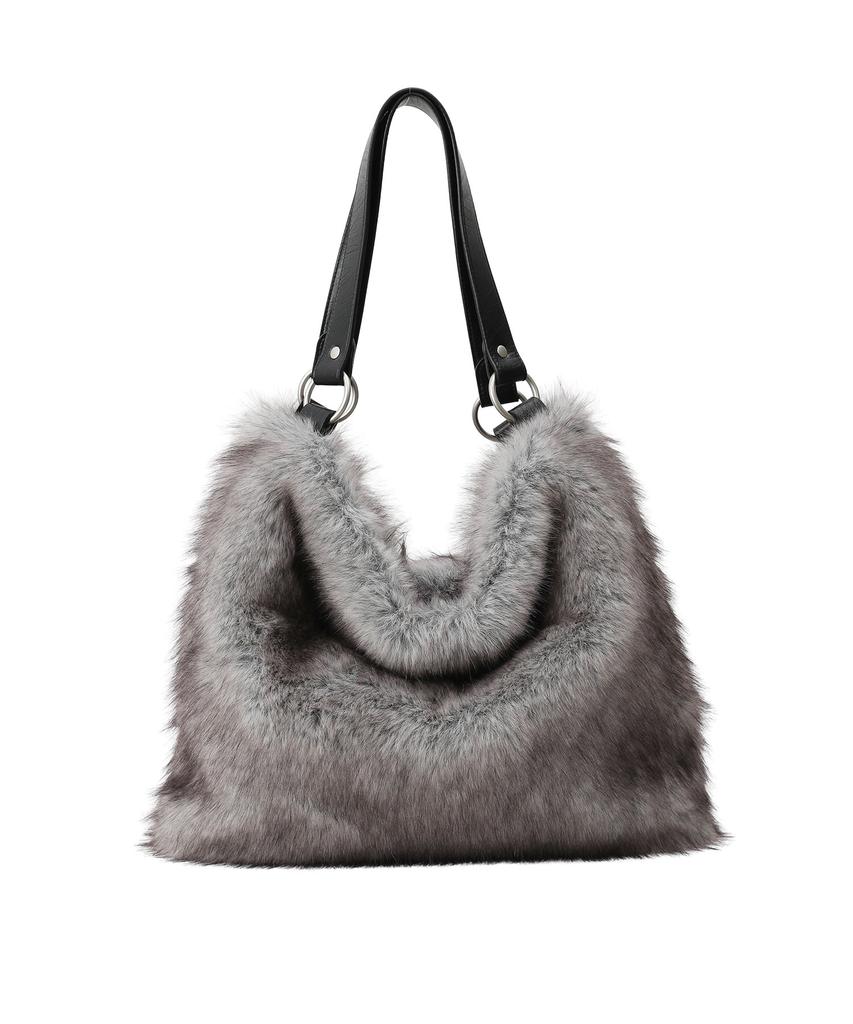 Sand Museum Flap Hobo Bag [Fur Gray]