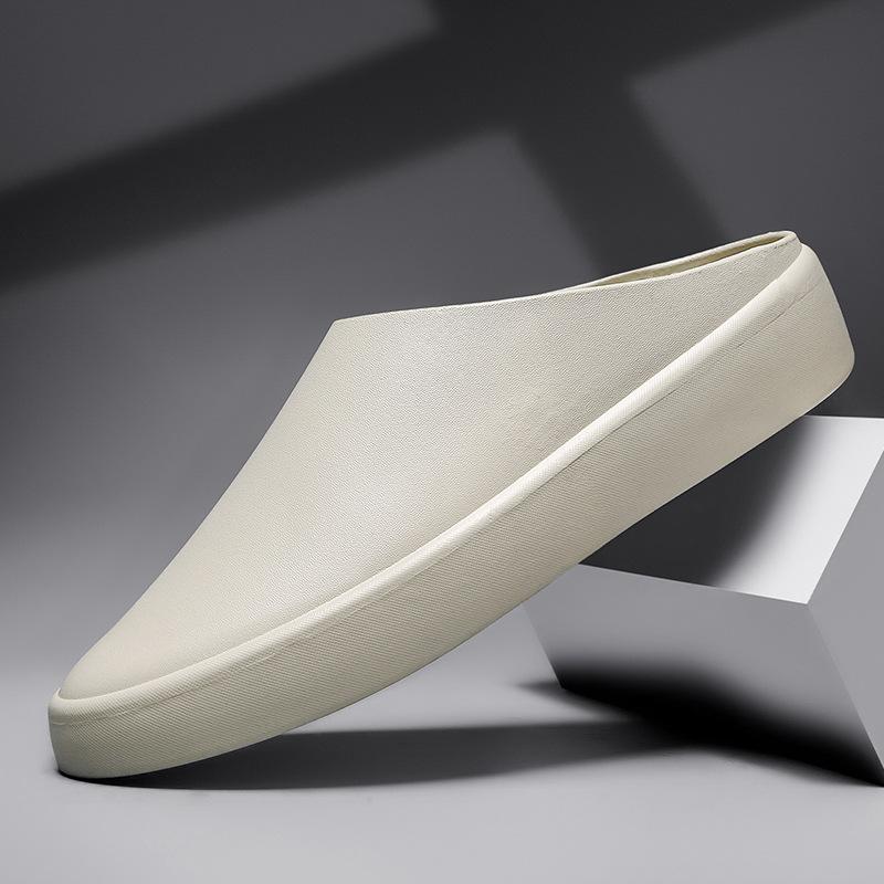 Summer new trend versatile personality half tray indoor and outdoor bag head one pedal comfortable leather waterproof lazy tide shoes