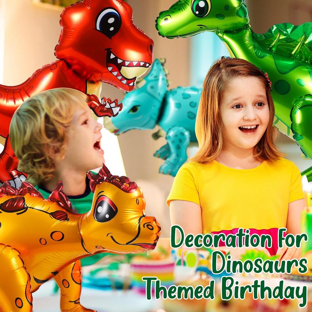 10 Pack Dinosaur Foil Balloons Party Decor Giant 3D Self Standing Inflatable Dinosaur Balloons for Birthday Jungle Theme Party Supplies Decorations