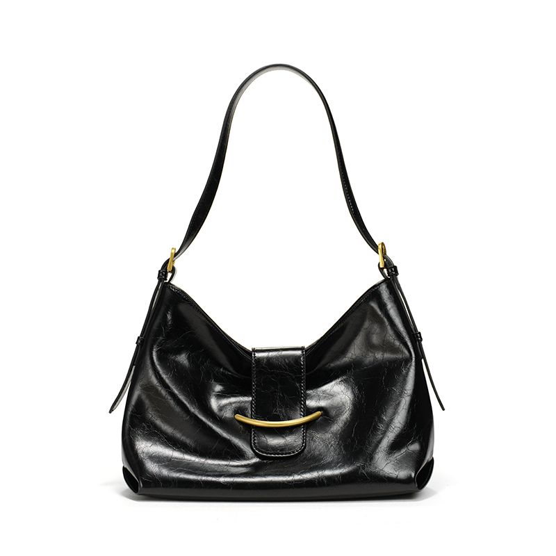 

Advanced Texture Tote Bag Women s Large Capacity Underarm Bag 2025 New Arrival Special-Interest Design Genuine Leather Shoulder Messenger Bag Deep Black