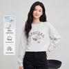 Women's Floral Letter Print Crew Neck Pullover Sweatshirt