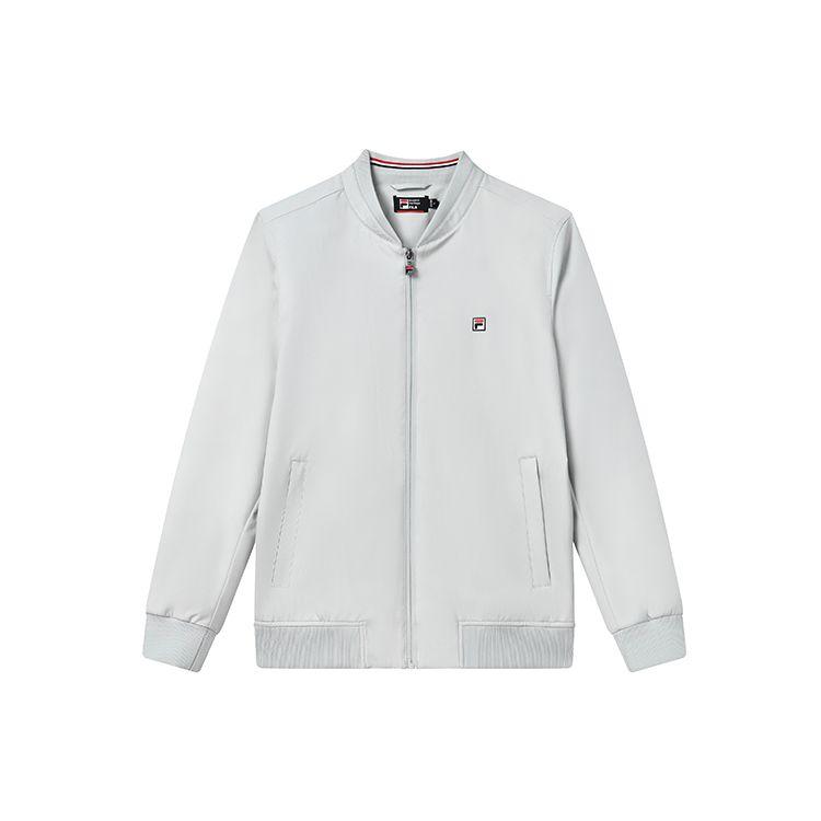Fila Solid Color Logo Print Baseball Collar Zip Jacket Men Jackets Light-Gray F11M311703F-GY