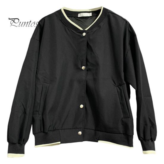

Осенне-весенняя женская куртка с воротником-стойкой, однотонная, с длинными рукавами, однобортная, с V-образным вырезом, в стиле преппи, бейсбольное пальто, свободный кардиган, короткое пальто M чёрный