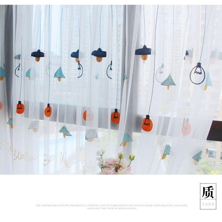 Curtain Finished Window Screen Embroidery Bedroom Balcony Screen Curtain Bay Window Small Short Curtain Partition Door Curtain