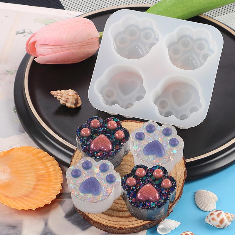 Puppy Cat Paw Silicone Mold Diy Candle Soap Aromatherapy Crafts Casting Fondant Chocolate Cake Decorating Baking Mold