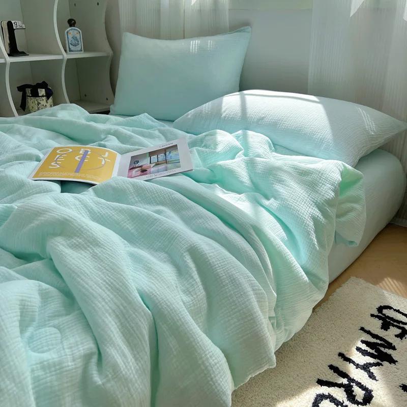 New class A double-layer yarn Xia Liang quilt four-piece summer single dormitory thin quilt summer air conditioner quilt