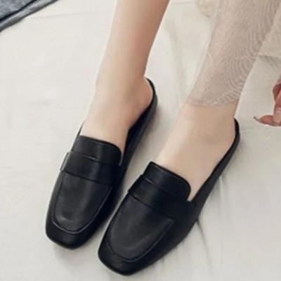 Fashion Baotou Shoes Half Slippers Women Wearing Summer New Designer Shoes Version Square Headed Lazy Muller Slippers Women Slides Women