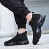 Plus-Size High-Top Stretch Sock Sneakers: Men's Slip-On Casual Flyknit Running Shoes