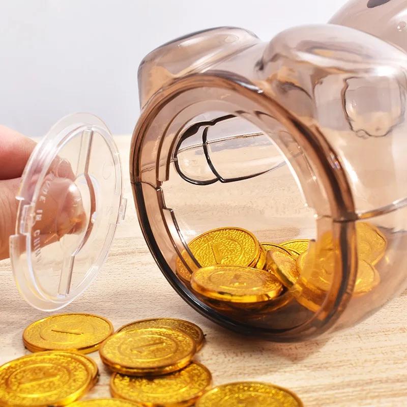 Plastic Children's Piggy Bank Candy Bank Change Bank Piggy Bank Transparent Creative Cartoon Piggy Bank Money Boxes Home Decor