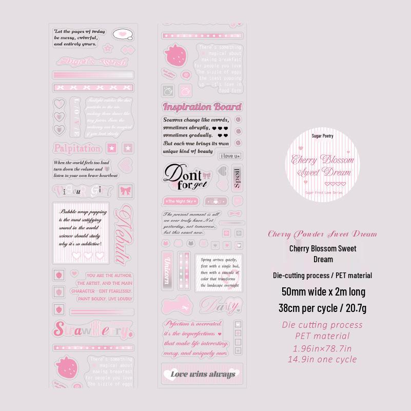 Sugar Poem Frosting Love Die-cut Tape: Alphabet Journal Decor (4 Styles)