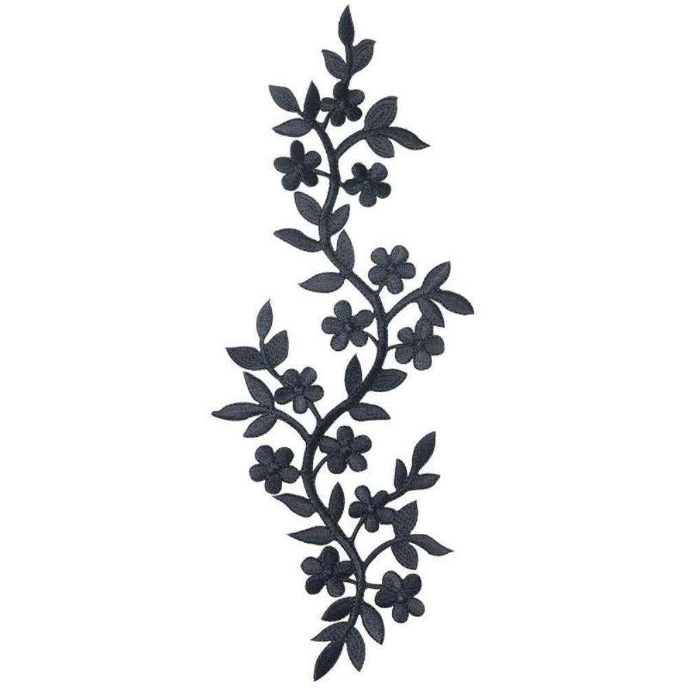 DIY 10.5*26cm Cloth Patches Embroidery Long Decorative Flowers Iron on Patch Adhesive Backing Vine Leaves Cheongsam Bag Patch