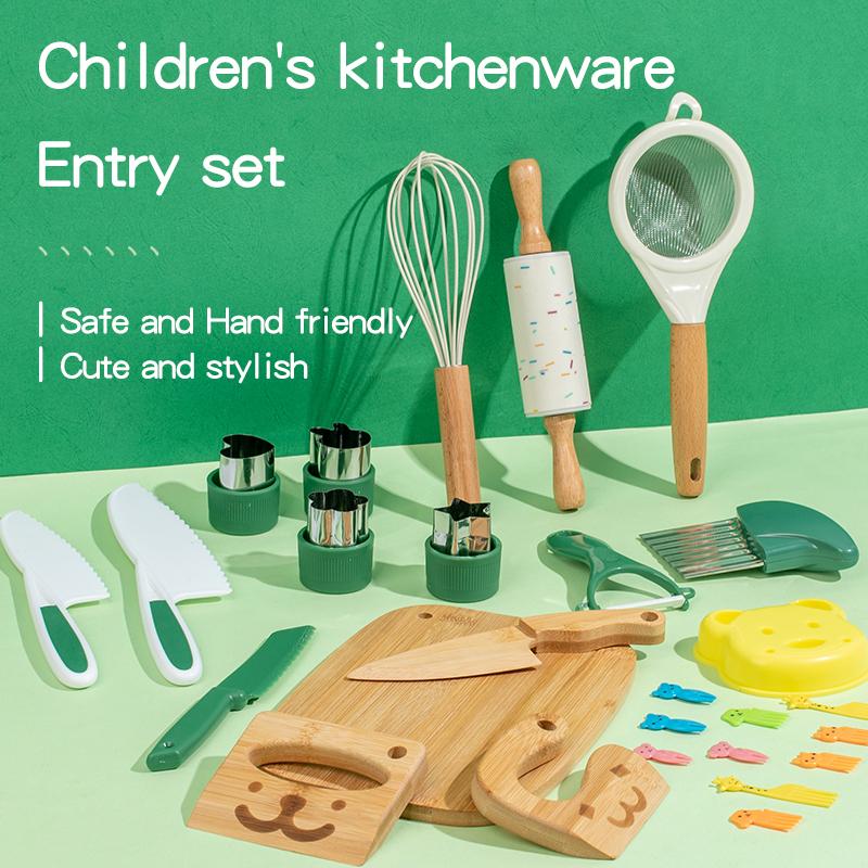 Holz Kinder Sicheres Messer und Kinder Backset Kleinkind Montessori Küchenwerkzeuge Kochen und Backen für Kinder Kleine Köche Geschenk