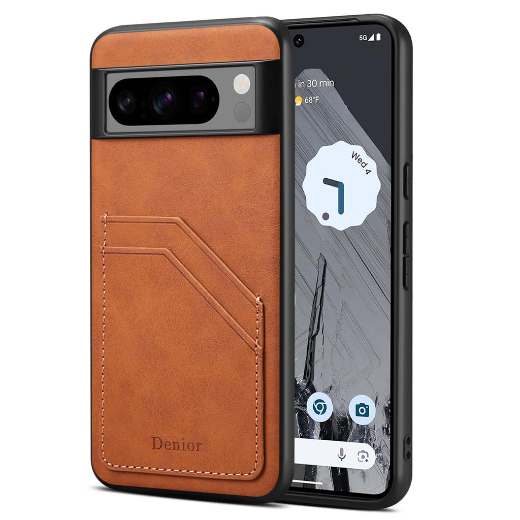 DENIOR For Google Pixel 8 Pro Cell Phone Case Retro Dual Card Slots Back Shell