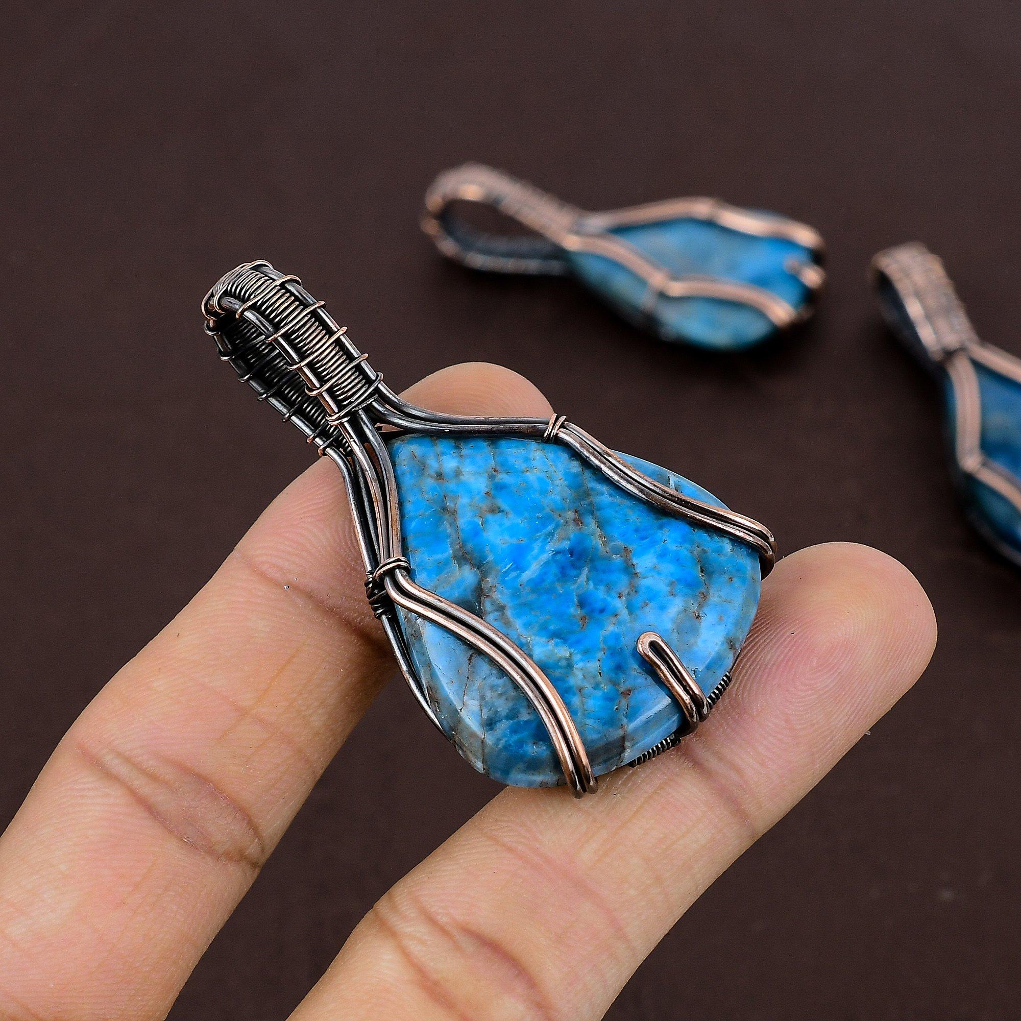 

Apatite Handmade Copper Wire Wrap Jewelry Pendant 2.2 w0g06