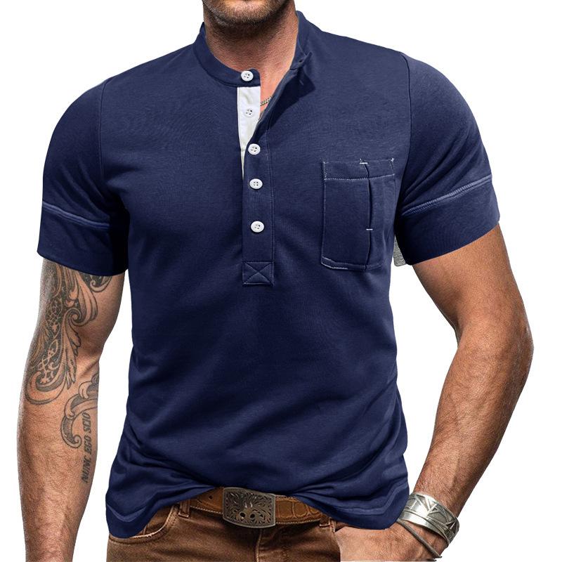 

Мужские классические рубашки на пуговицах, повседневная футболка на пуговицах с короткими рукавами для тренировок и карманом, летние приталенные легкие футболки для мужчин, базовые рубашки на пуговицах L