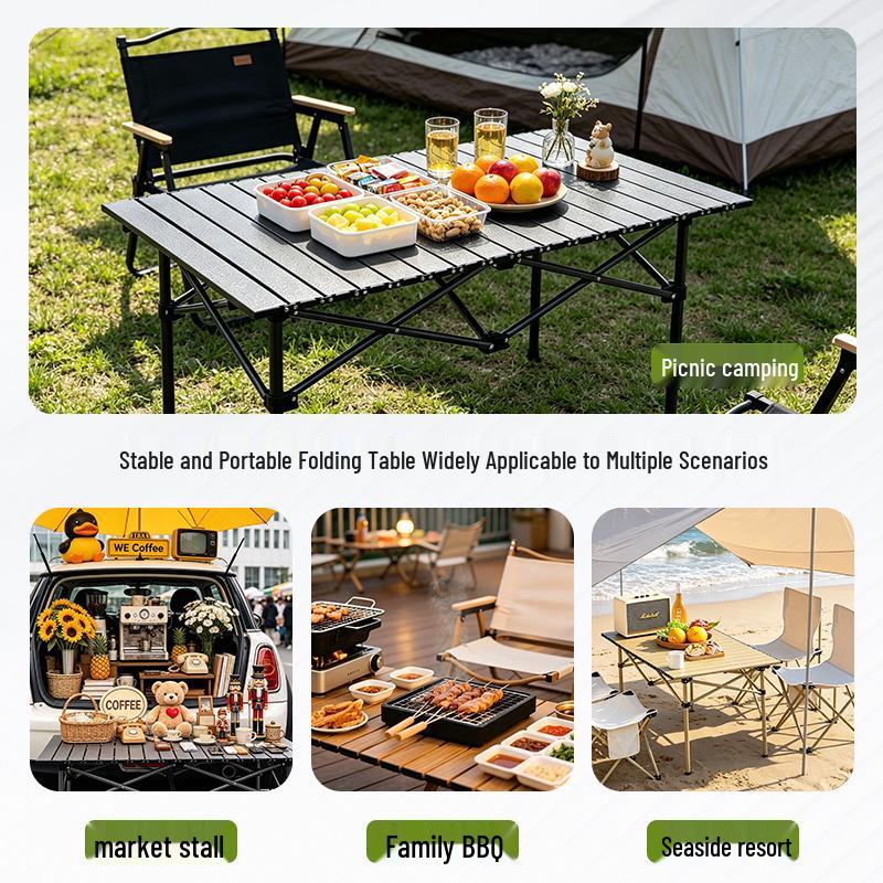 Portable Outdoor Aluminum Folding Table and Chair Set for Camping and Picnics