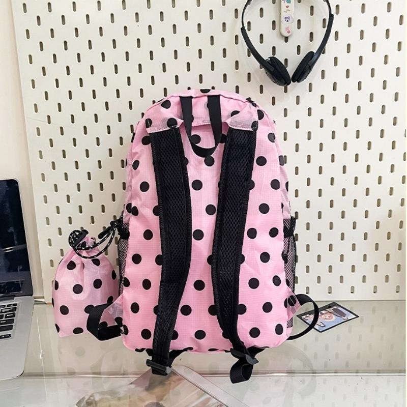 Color Polka Dot School Bag for Girls Large Capacity Backpack for Primary Middle High School Students Lightweight Casual Bookbags Nylon Backpack