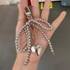 Delicate Beaded Key Chain Handmade Pearl Bow Shaped Pendant Keyring Heart Keychain Ornament Pearl Decoration For Bags Phones