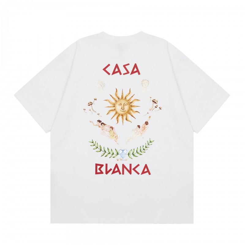 Casablanca Streetwear T-Shirt Men Women Loose Fit Short Sleeve Casual Tee High Street Style