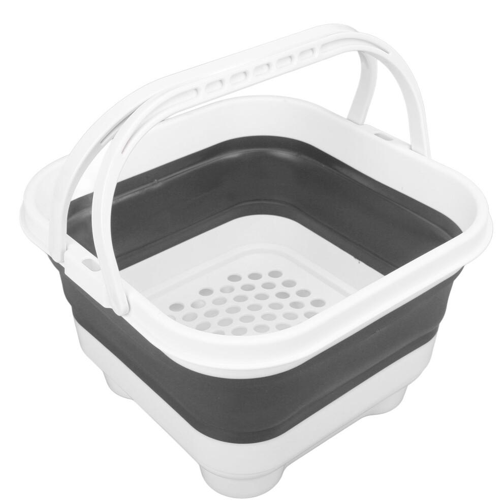 Foldable Bath Toy Organizer 30x28x18cm White+Black with Quick Drain