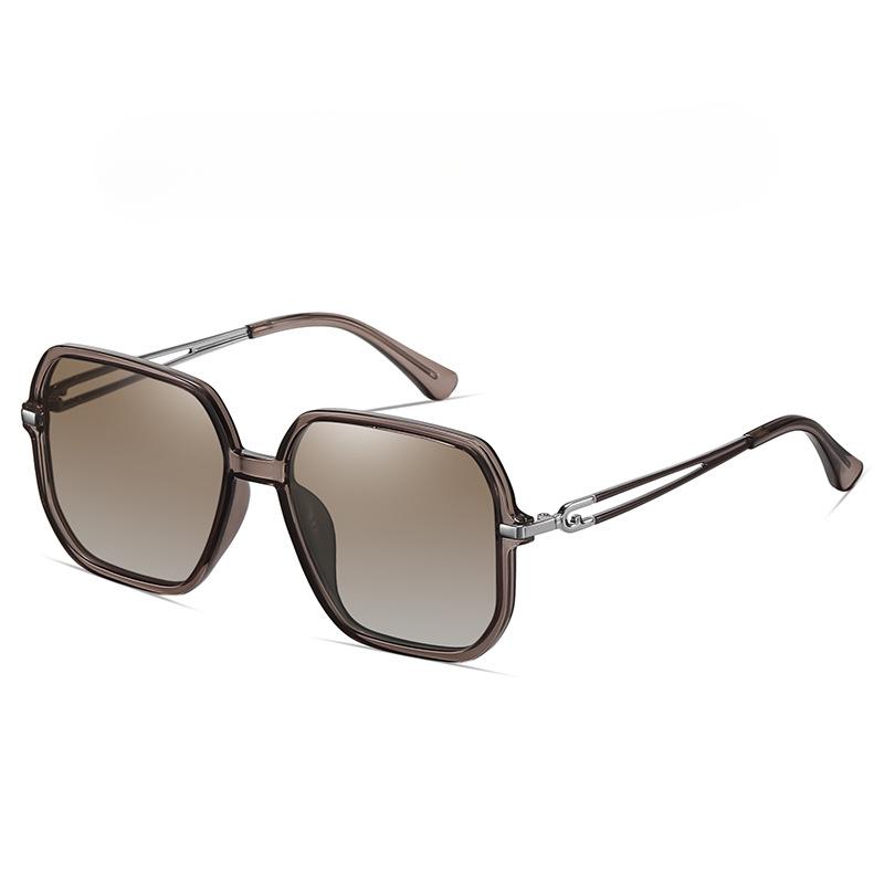 Modische polarisierte Sonnenbrille für Damen Polygonale große Fassung Sonnenschutzbrille TAC Casual Sonnenbrille