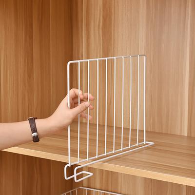 1 par de divisórias de prateleira de metal, alta resistência, à prova de ferrugem, organização de armários, instalação simples, conjunto de divisórias de prateleira de armário de metal vertical