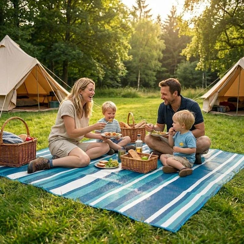 Blue White Striped Outdoor Rug Camping Essentials Outdoor Rug Waterproof Rv Essentials Outside Area Rug For Deck Garden