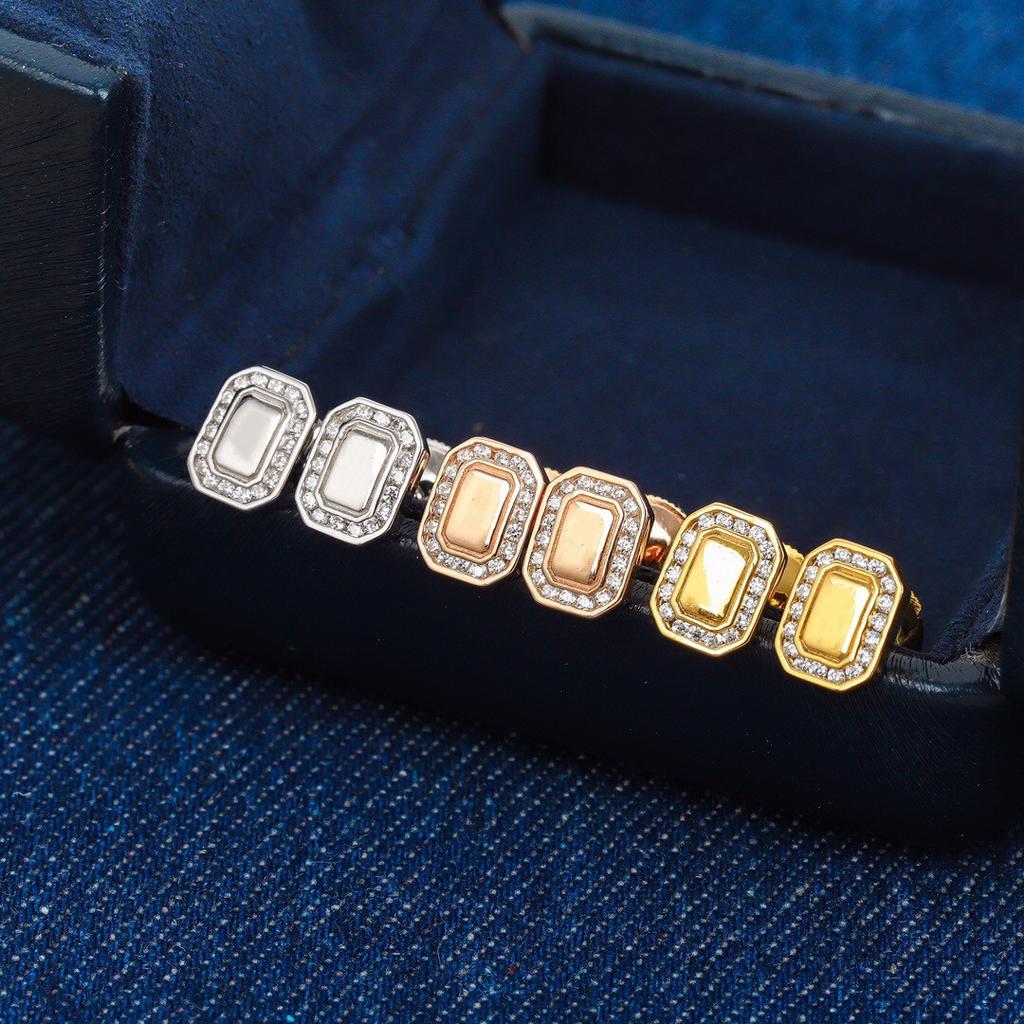 2023 New Top Popular Brand Anniversary Jewelry Gifts For Women Zircon Wedding Square In Letter Earrings Luxury Gifts