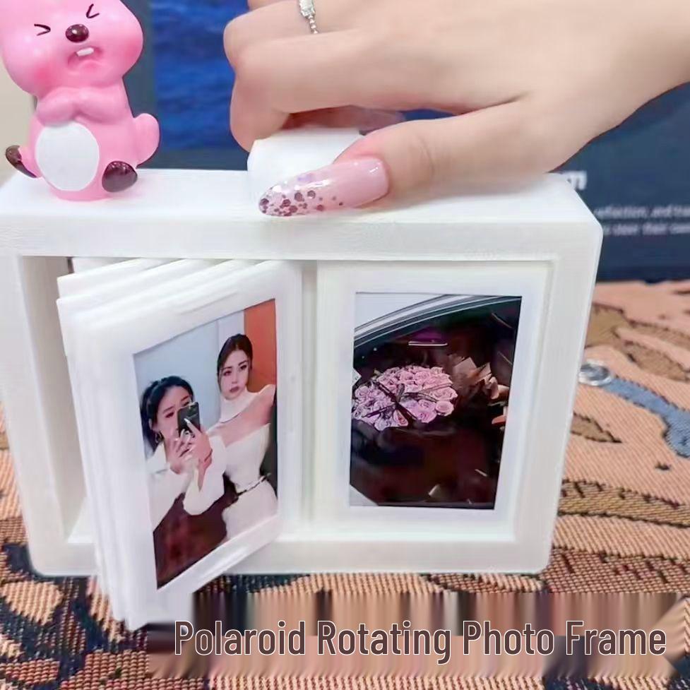 Polaroid Rotating Photo Album Frame: Automatic Page-Turning Display for 3-Inch Photos