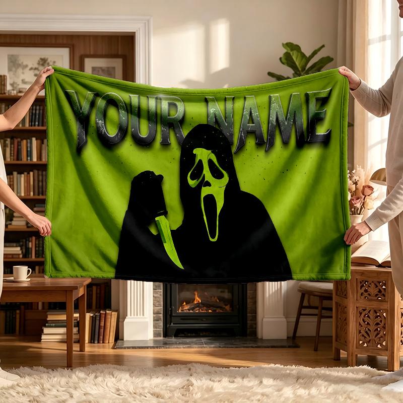 Scream (19) Personalized Name Blanket Soft Cozy Gift for Sofa Bed Couch Home Decoration