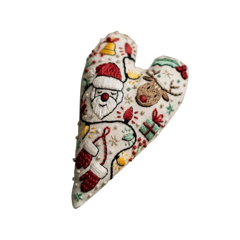 Festival Heart Christmas Embroidery Kit Gifts with Needle and Thread Heart Cross Stitch Kit Material Package