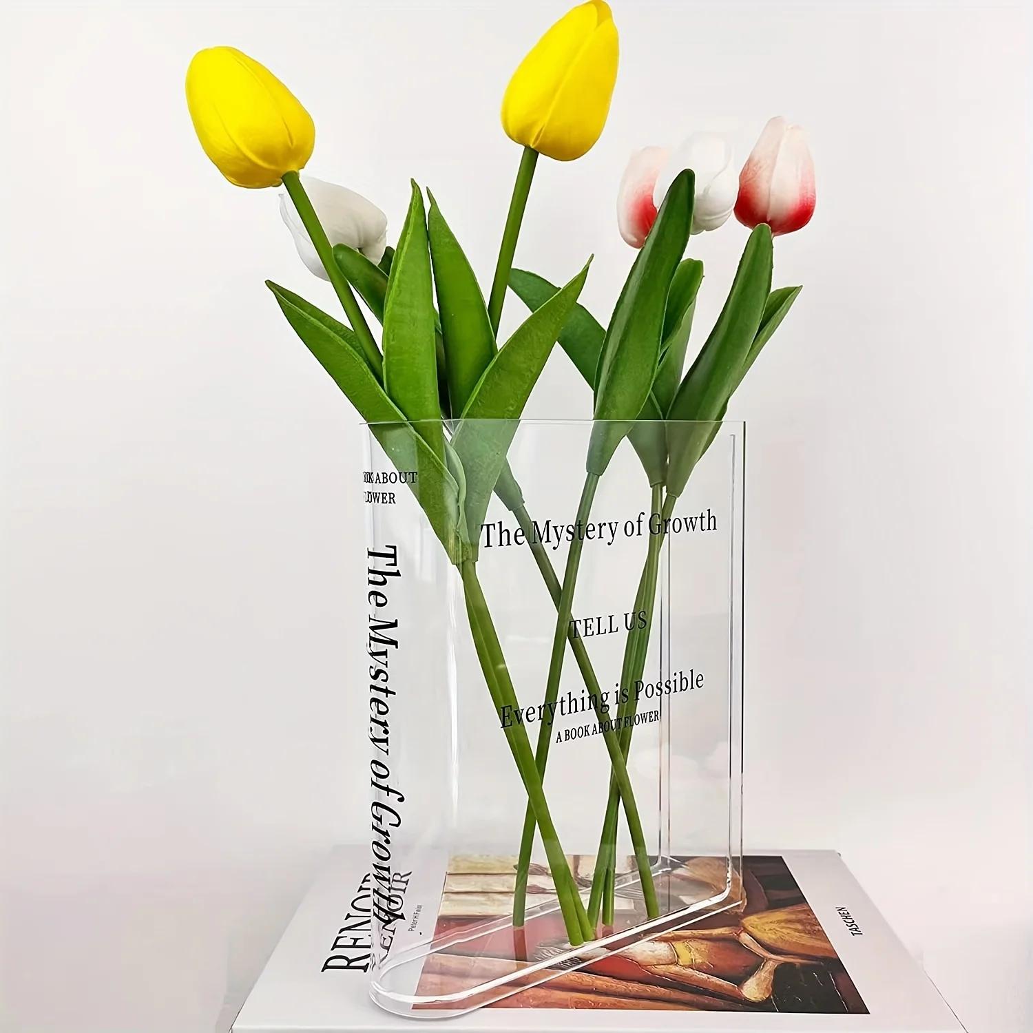 

1pc - Book shaped vase,acrylic transparent book bottle,cute vase bookshelf decoration, aesthetic room decoration for home/office