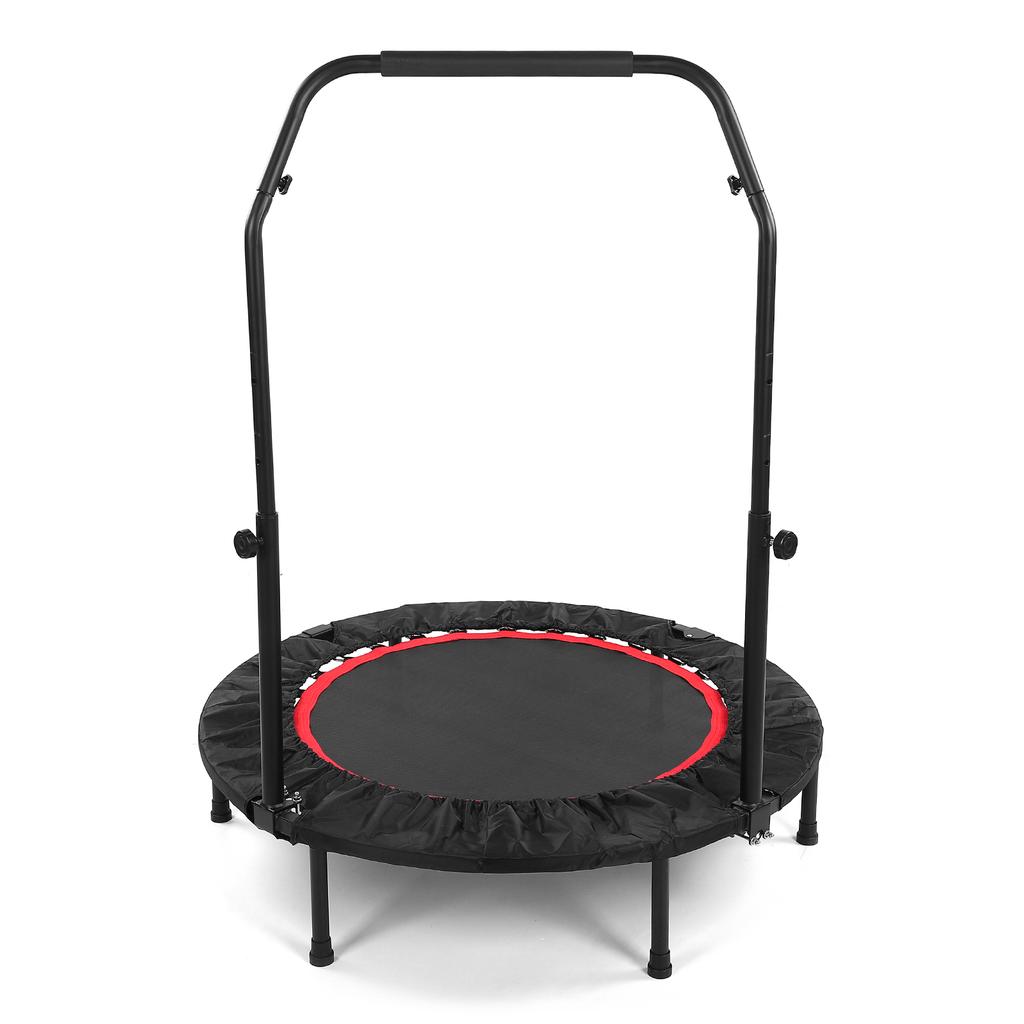 Foldable Trampoline with Adjustable Handle 3 Height Levels for Kids Adults Fitness Indoors Outdoors Black Red 40inch