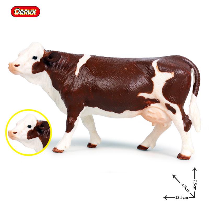 Oenux Simulation Cute Farm Animals Milk Cow Cattle Calf Angus Bull OX Buffalo Model Action Figures Educational Cute Toy Kid Gift