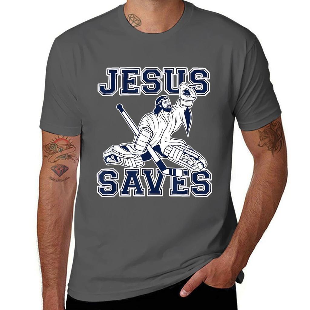 T T-Shirt Shir t high Goalie Shir shirts - Hockey man Saves - Jesus quality cotton luxury Funny shirt Shir