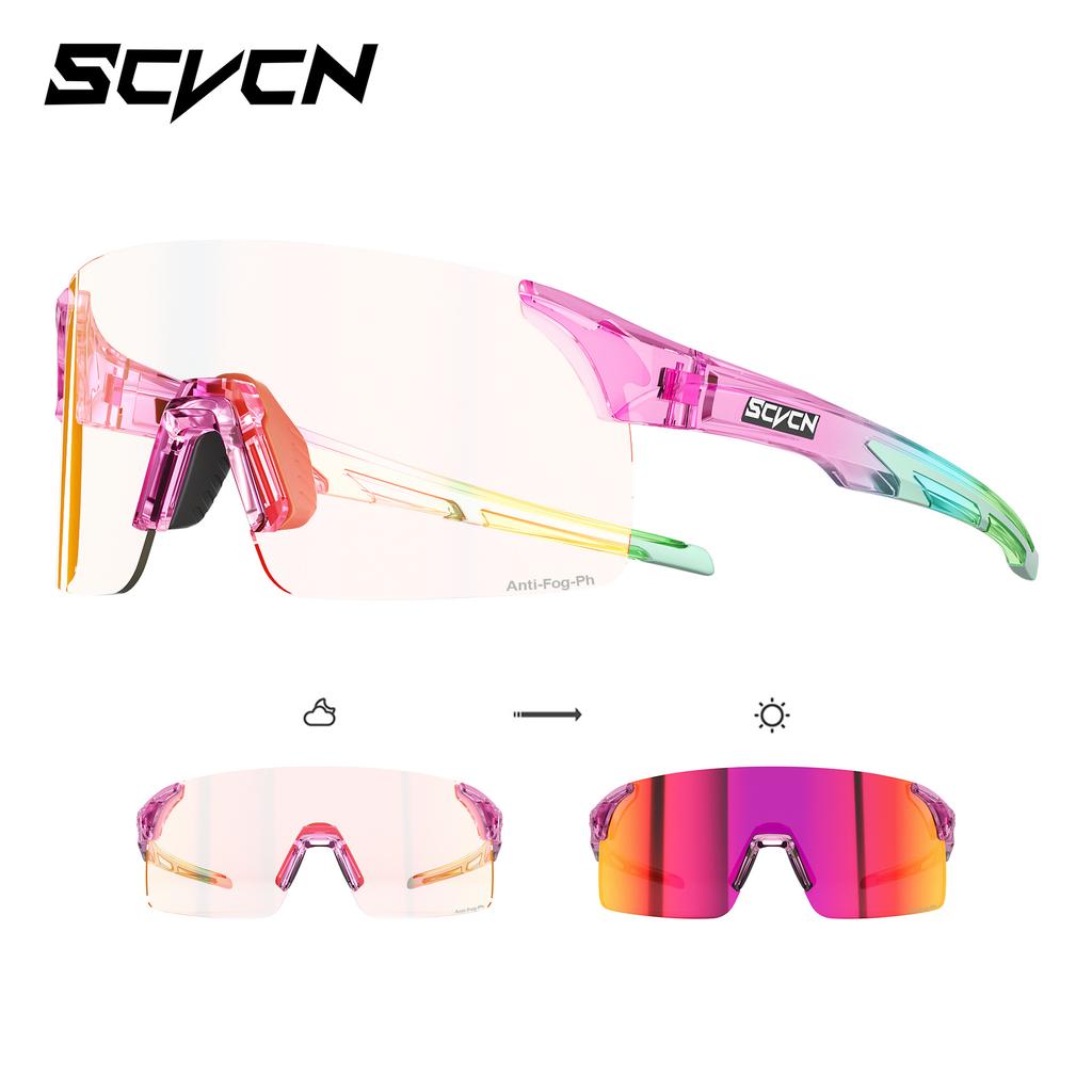 SCVCN Cycling Glasses, Anti-fog, Color-changing, Windproof Goggles, Outdoor Running, Mountaineering, Cycling Sports Goggles for Men