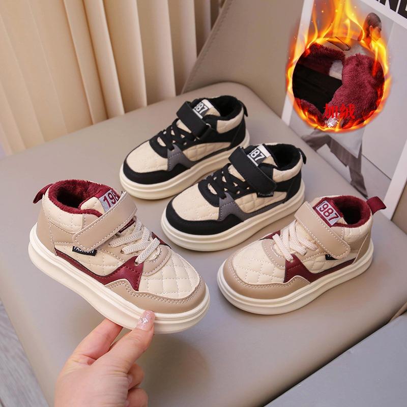 Children's shoes velvet autumn and winter new boys two cotton shoes girls baby high top board shoes children's sports shoes