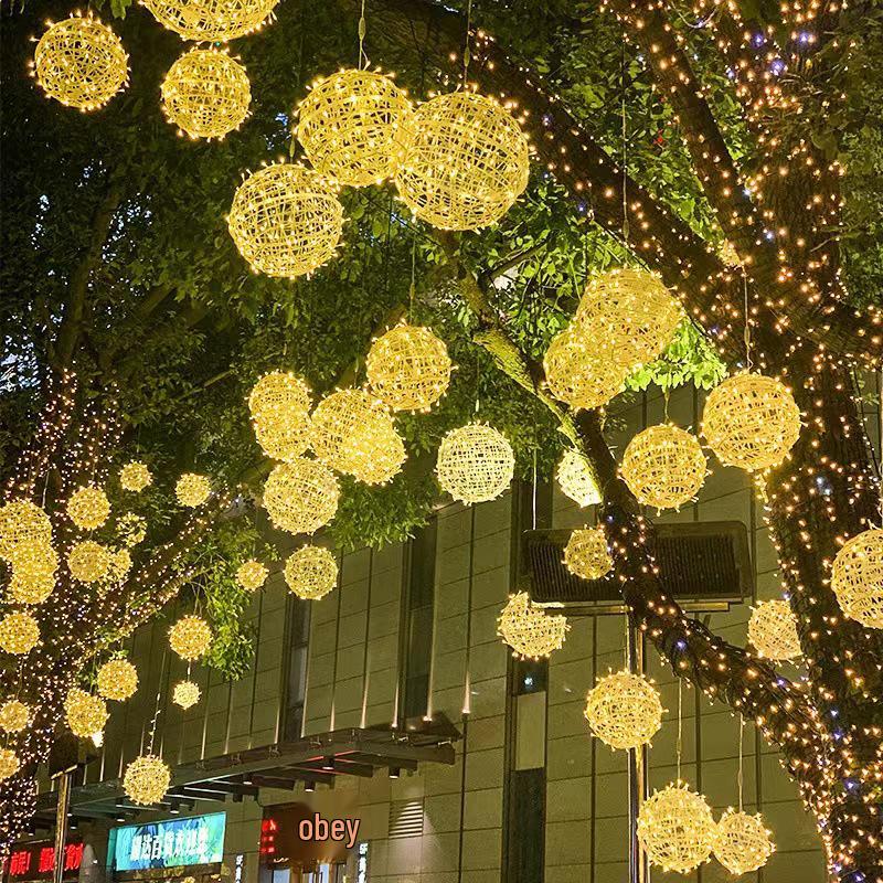 LED Rattan Ball Lights: Outdoor Rainproof Hanging String Lights for Trees