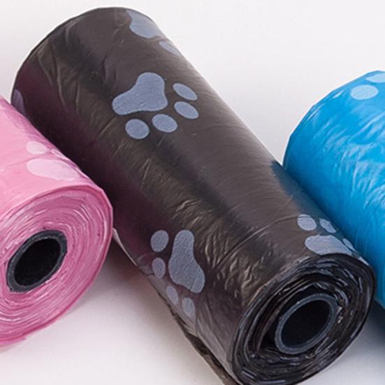 5 Rolls Paw Print Dog Poop Cat Waste Shit Bags Outdoor Home Clean Garbage Pouch