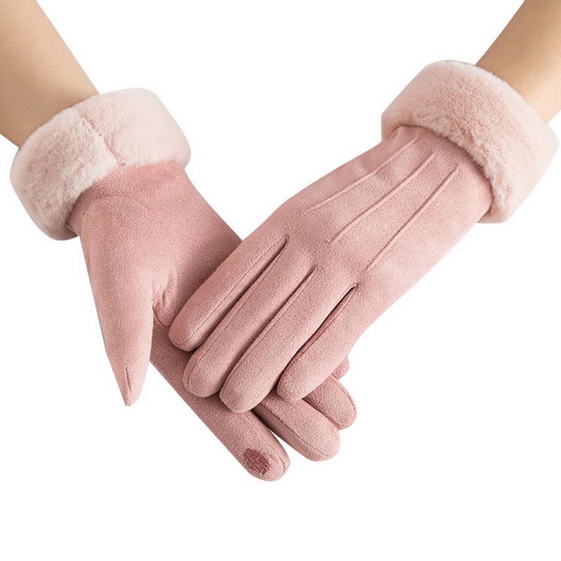 New Fashion Women Gloves Autumn Winter Cute Furry Warm Mitts Full Finger Mittens Women Outdoor Sport Female Gloves Screen
