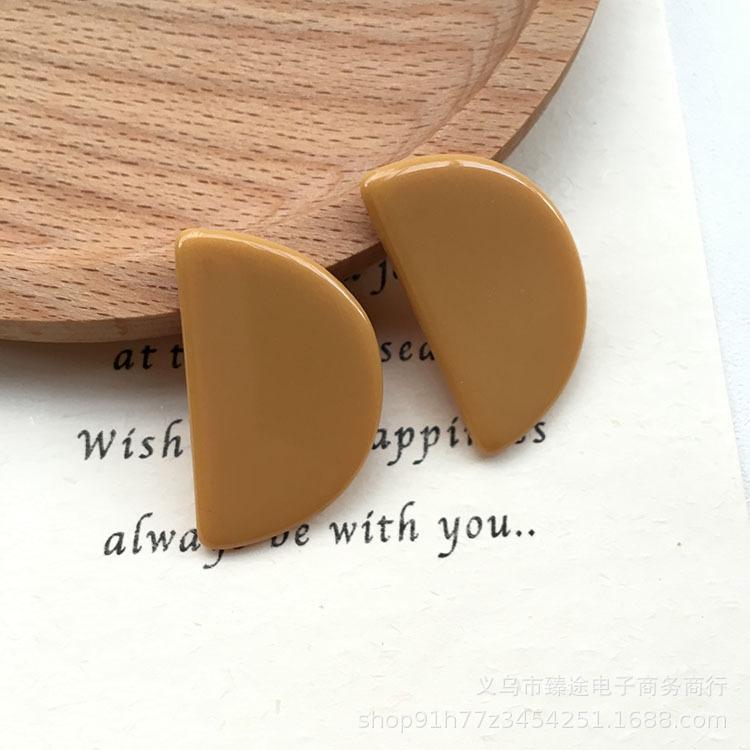 Morandi Color Geometric Semicircular Resin Patches DIY Handmade Earrings Hair Clips Jewelry Making Accessories