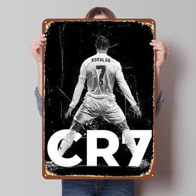Cristiano Ronaldo Siuuu Football Player Metal Poster Decorative Wall Frames Customized Metal Tin Signs for Wall Art Decoration