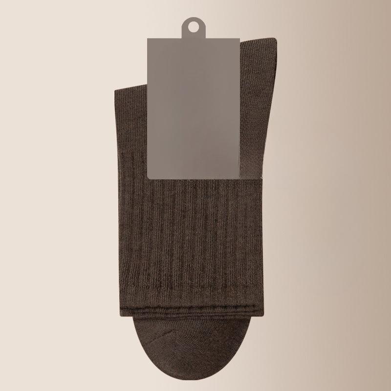 Men Spring and Autumn Pure Cotton Pure Color Sports Leisure Antibacterial Sweat Absorption Breathable Socks
