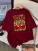 Leopard Cherry Creative Design Womens Tee Shirts Cotton Casual T Shirt Summer O-Neck Streetwear Soft Oversized Short Sleeve
