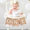 Paper Burlap ONE Garland ONE Letter Birthday Bunting Chair Flag Banner  Baby First Birthday