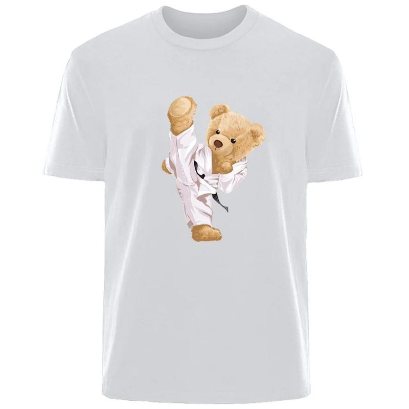 Letní Nové Kung Fu Medvěd Potisk Vysoce Kvalitní Pánské Tištěné Tričko Pohodlné Prodyšné Bavlna Kulatý Výstřih Velká Velikost Pánské Tričko